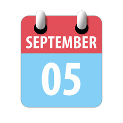 september 5th. Day 5 of month,Simple calendar icon on white background. Planning. Time management. Set of calendar icons for web design. autumn month, day of the year concept
