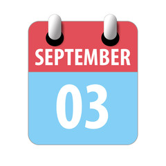 september 3rd. Day 3 of month,Simple calendar icon on white background. Planning. Time management. Set of calendar icons for web design. autumn month, day of the year concept