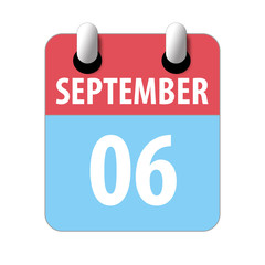 september 6th. Day 6 of month,Simple calendar icon on white background. Planning. Time management. Set of calendar icons for web design. autumn month, day of the year concept