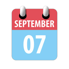 september 7th. Day 7 of month,Simple calendar icon on white background. Planning. Time management. Set of calendar icons for web design. autumn month, day of the year concept