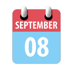 september 8th. Day 8 of month,Simple calendar icon on white background. Planning. Time management. Set of calendar icons for web design. autumn month, day of the year concept