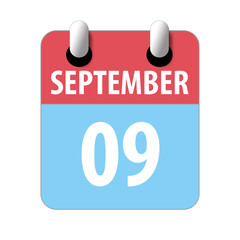 september 9th. Day 9 of month,Simple calendar icon on white background. Planning. Time management. Set of calendar icons for web design. autumn month, day of the year concept