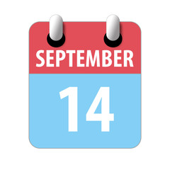 september 14th. Day 14 of month,Simple calendar icon on white background. Planning. Time management. Set of calendar icons for web design. autumn month, day of the year concept