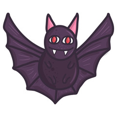 Cartoon character bat. Happy halloween monster icon concept. Creepy cute vector illustration.