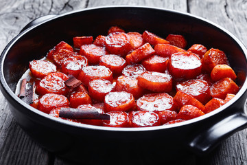 close-up of candied yams in a dish