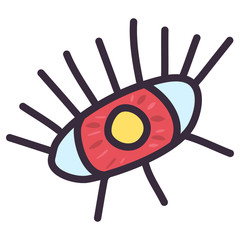 Line eye illustration icon in doodle style. Flat cartoon hand drawing design. Vector object shape.