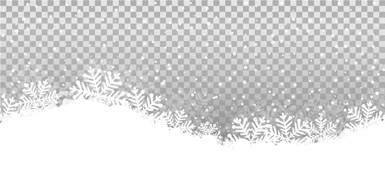 Tranparent Hintergrund Winterlandschaft Schneeflocken Isoliert Vektor Illustration