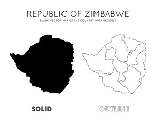 Zimbabwe map. Blank vector map of the Country with regions. Borders of Zimbabwe for your infographic. Vector illustration. - obrazy, fototapety, plakaty