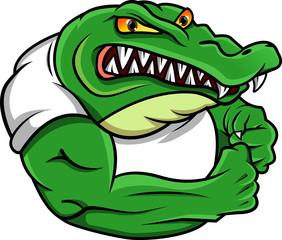 cute muscle crocodile cartoon