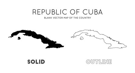 Cuba map. Blank vector map of the country. Borders of Cuba for your infographic. Vector illustration.