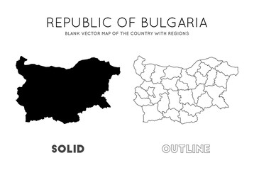 Bulgaria map. Blank vector map of the Country with regions. Borders of Bulgaria for your infographic. Vector illustration.