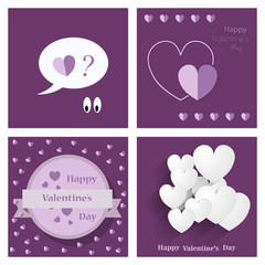 Set of Happy Valentines day greeting card, vector illustration. Beautiful love.
