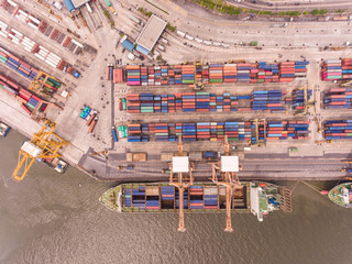 Aerial top view of Industrial Port