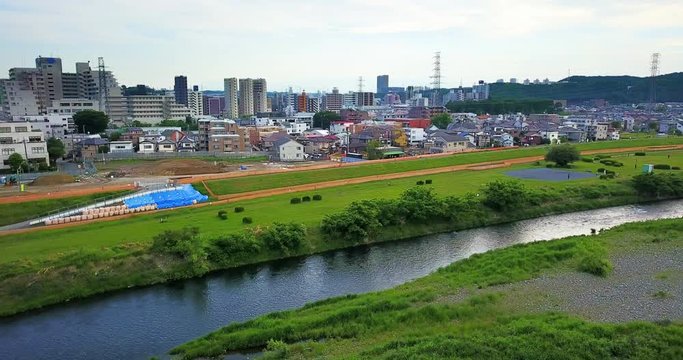 Japan,Tokyo,Tama,River,Seisekisakuragaoka,Train,Fuchu,Nakagawara,Drone,sky,Japanese