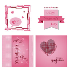 Set of Happy valentines day typography vector design with paper cut red heart shape hot air balloons flying in white background. Vector illustration.