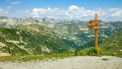 Beautiful view of Col de la Lombarde (or Colle della Lombarda, el. 2350 m.) - high mountain pass...
