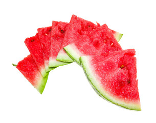 Slices of ripe watermelon on a white background