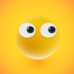 Yellow high-detailed emoticon face, vector illustration