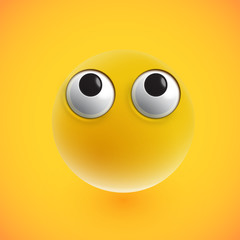 Yellow high-detailed emoticon face, vector illustration