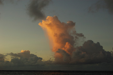 The picturesque evening clouds in the Maldives
