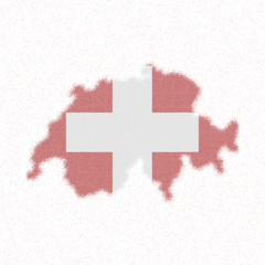 Map of Switzerland. Mosaic style map with flag of Switzerland. Cute vector illustration.