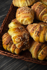 Homemade Buns on wooden table
