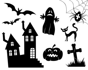 Old house and bats during halloween