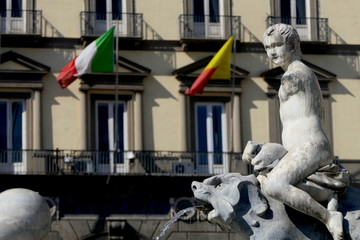 Fototapeta premium Flagge Italien und Neapel