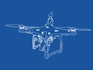 Fototapeta na wymiar quadcopter drawing on a blue background vector