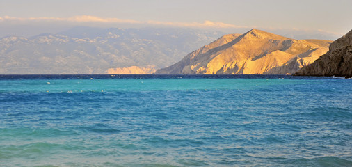 Panoramic view of mountains and sea on Krk island