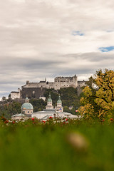 Salzburg skyline with Festung Hohensalzburg herriage in the autumn, Salzburg, Austria