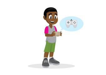 African Boy playing game on smartphone.