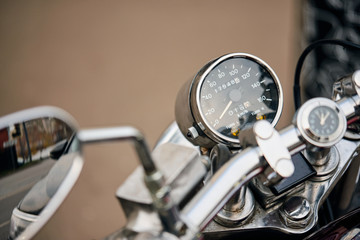 Fototapeta na wymiar Speedometer on the motorbike steering wheel
