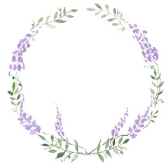 Wisteria Watercolor Painted Wreath