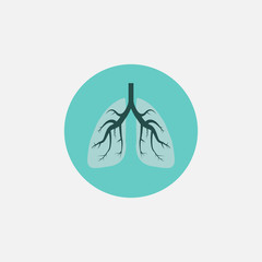 Lungs, medical icon. Vector illustration, flat design.