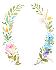 Wedding Watercolor Floral Wreath Hydrangea Rose