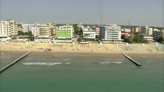 Ripresa aerea della spiaggia del Lido di Venezia