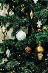 Richly decorated christmas tree