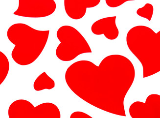 red hearts on a white background