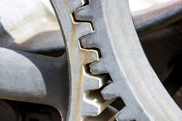 old steel gears close up background