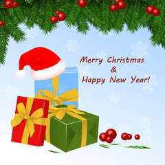 Merry Christmas and Happy New Year bright poster