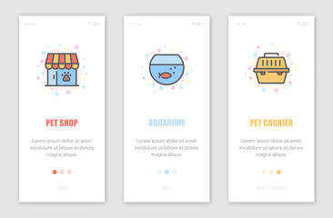 Pet shop onboarding screens design.