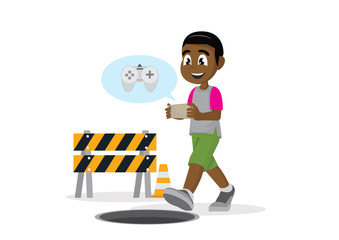 Cartoon character, Smartphone addiction.