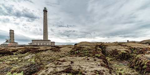 Obraz premium panorama view of the Gatteville lighthouse on the Normandy coast