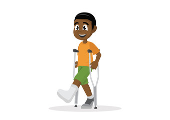 African Boy with broken leg in plaster.