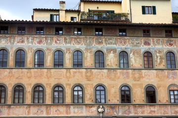 Fototapeta na wymiar Ancient famous building in Florence in Piazza Santa Croce