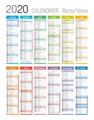 Fototapeta premium Calendrier 2020 - Recto Verso