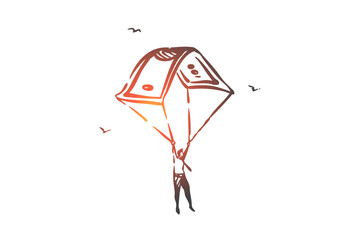 Business investment, life insurance, financial literacy concept sketch. Hand drawn isolated vector