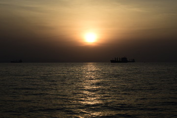 Fototapeta na wymiar sunset in the red sea or the gulf of aden in east africa