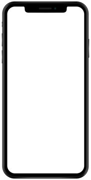 Photo realistic phone graphic with white blank display